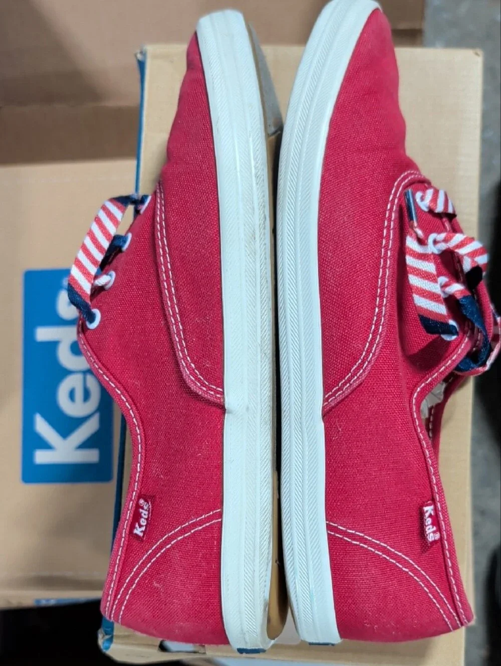 Keds Champion Red Canvas Sneakers with USA Laces